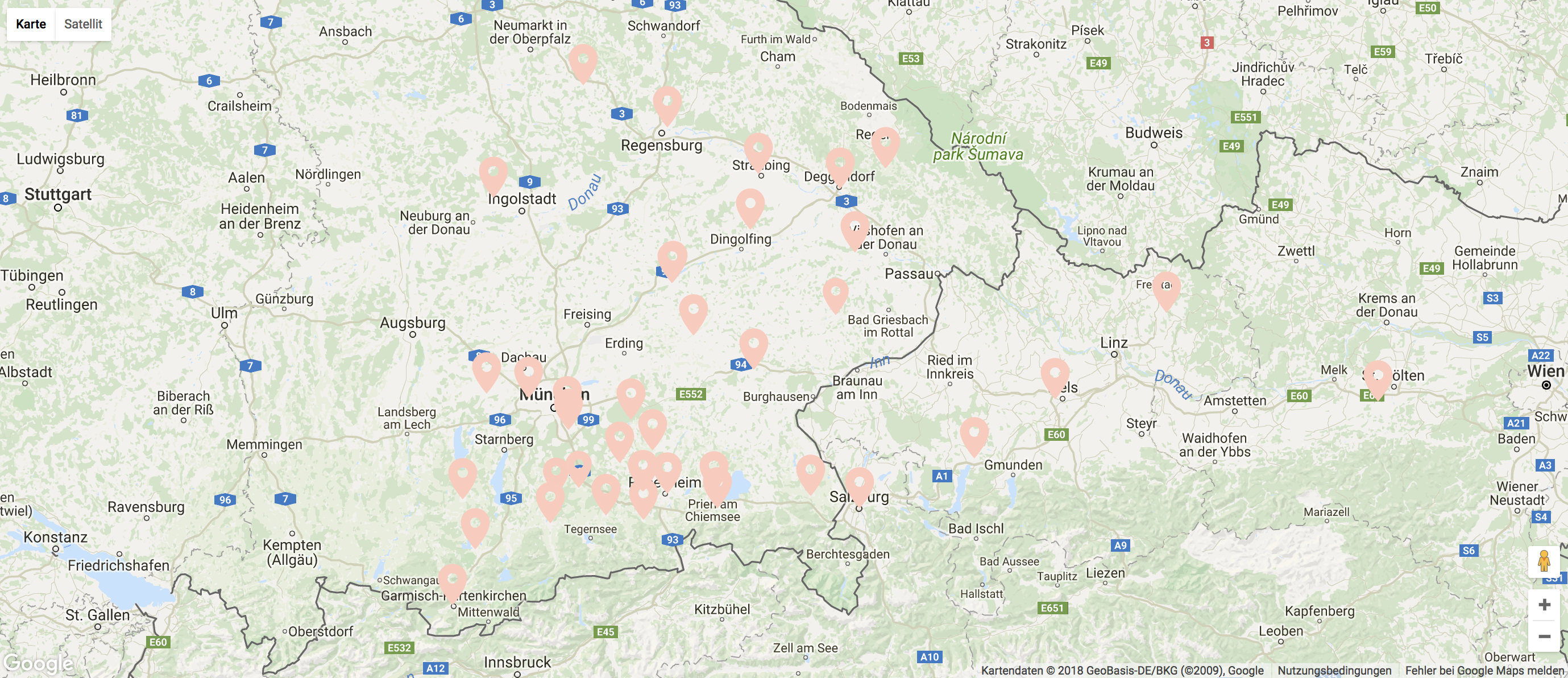 Trachtenstoffe Übersicht Landkarte Deutschland Österreich